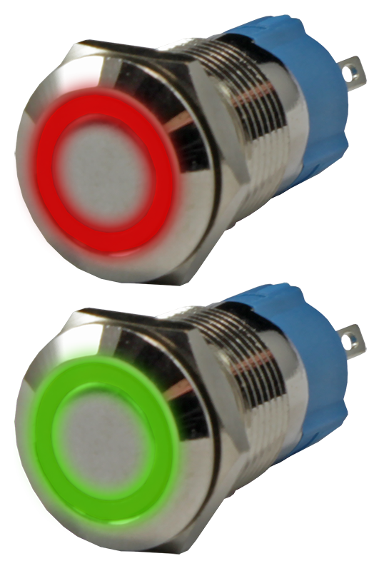 Кнопка металлическая 12 мм антивандальная миниатюрная с подсветкой AR-SD16-BL12100.FR - фото 1 - id-p147435539