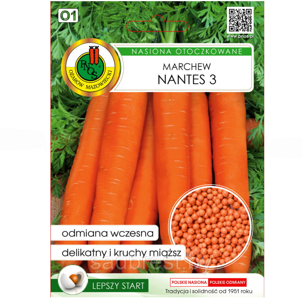 Семена Морковь Нантская в гранулах PNOS (300 шт) Польша - фото 1 - id-p147449542