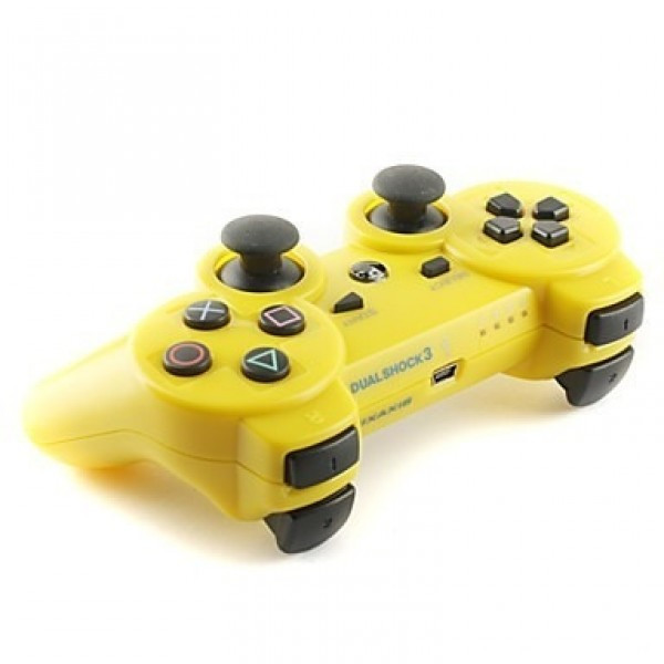 Беспроводной геймпад для PS3 Dual Shock Controller Yellow Wireless, Bluetooth, 15 кнопок, 2 стика (копия) - фото 2 - id-p147467788