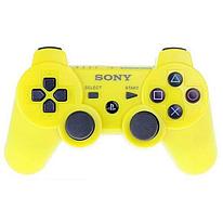 Беспроводной геймпад для PS3 Dual Shock Controller Yellow Wireless, Bluetooth, 15 кнопок, 2 стика (копия)