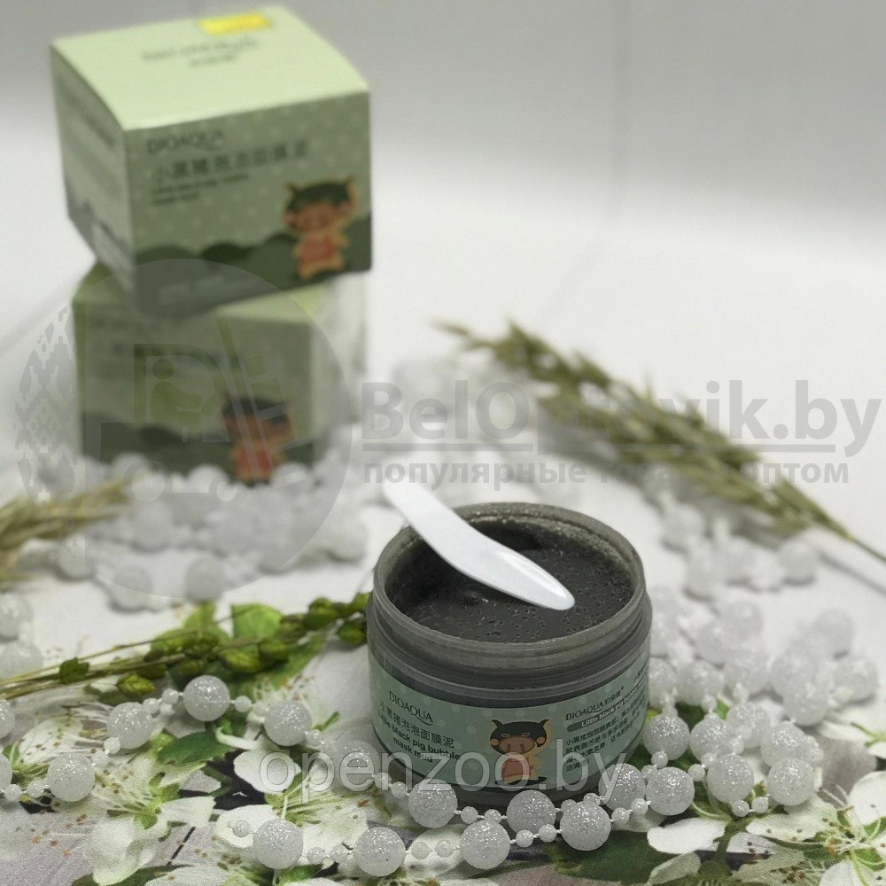 Пузырьковая очищающая маска для лица Bioaqua Little black pig bubble mask mud, 100 g - фото 4 - id-p147513948