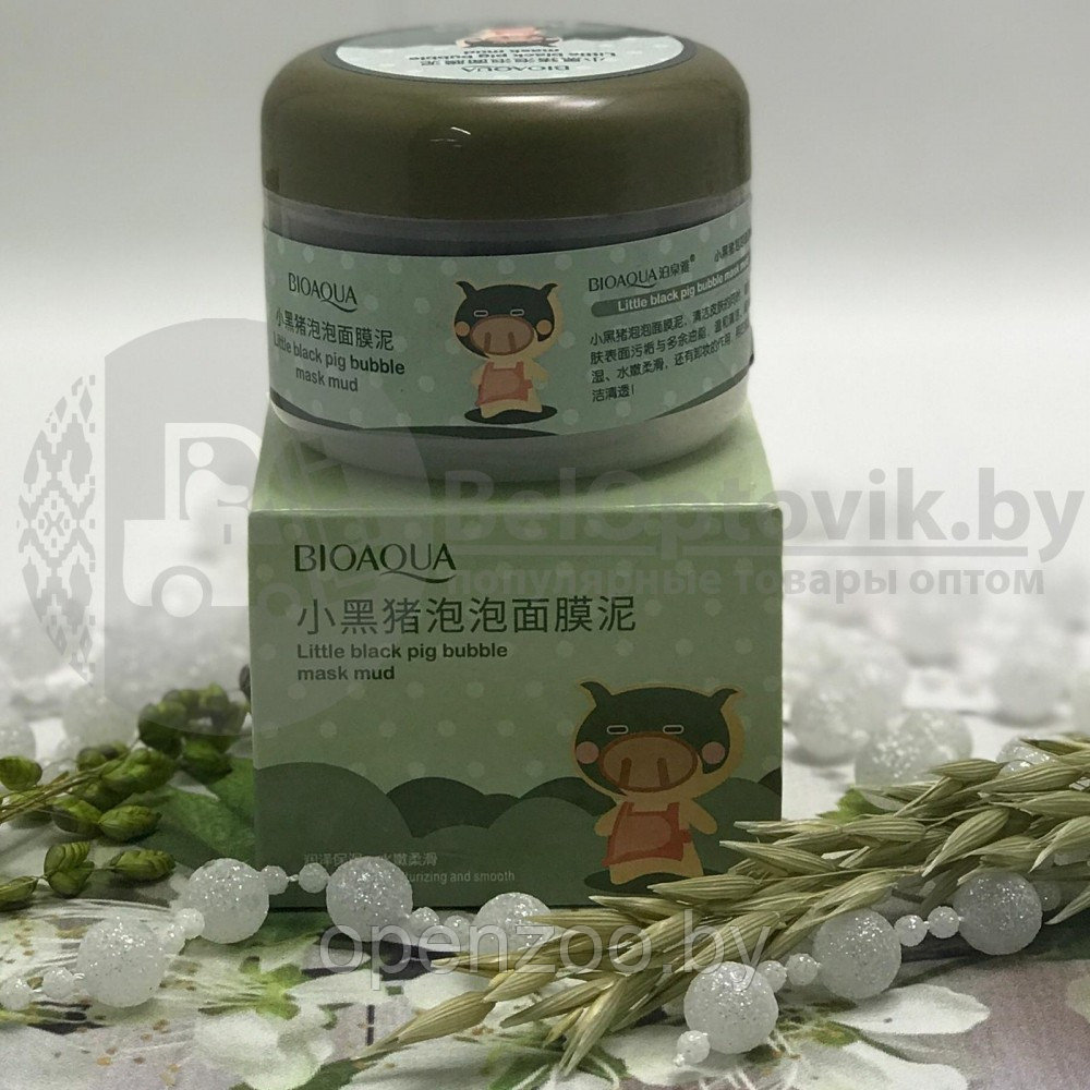 Пузырьковая очищающая маска для лица Bioaqua Little black pig bubble mask mud, 100 g - фото 7 - id-p147513948