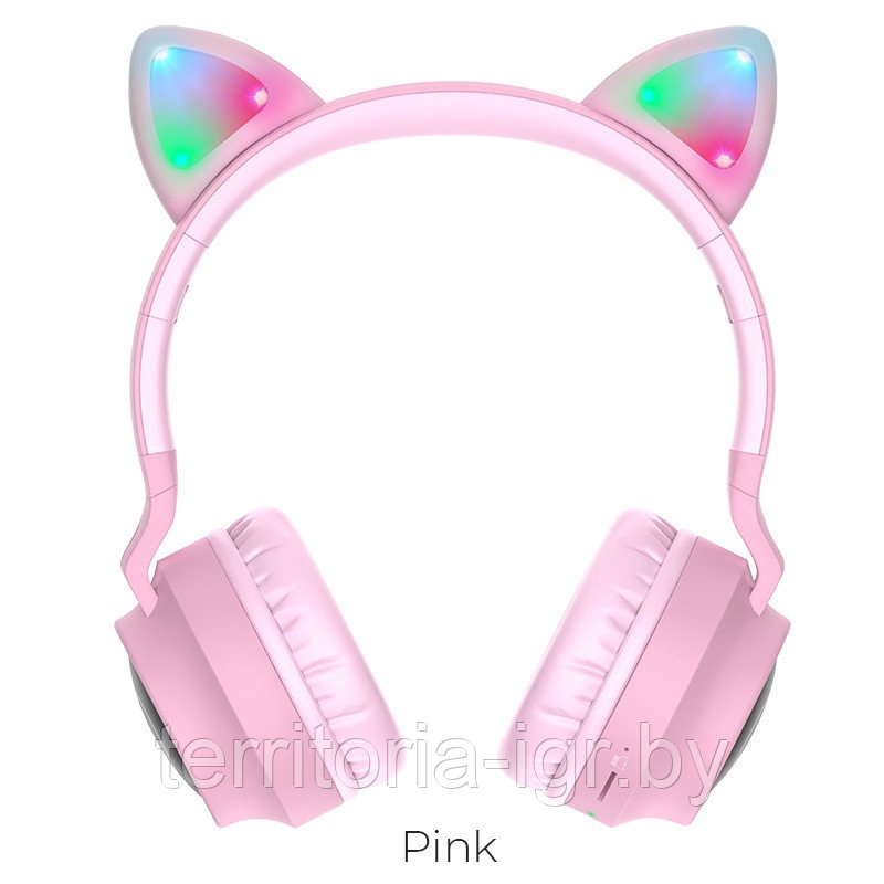 Беспроводные Bluetooth наушники W27 Cat розовый Hoco - фото 2 - id-p146099037