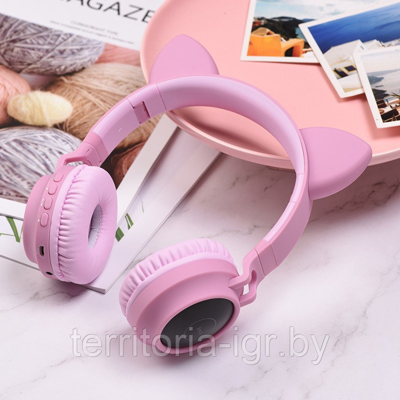 Беспроводные Bluetooth наушники W27 Cat розовый Hoco - фото 4 - id-p146099037