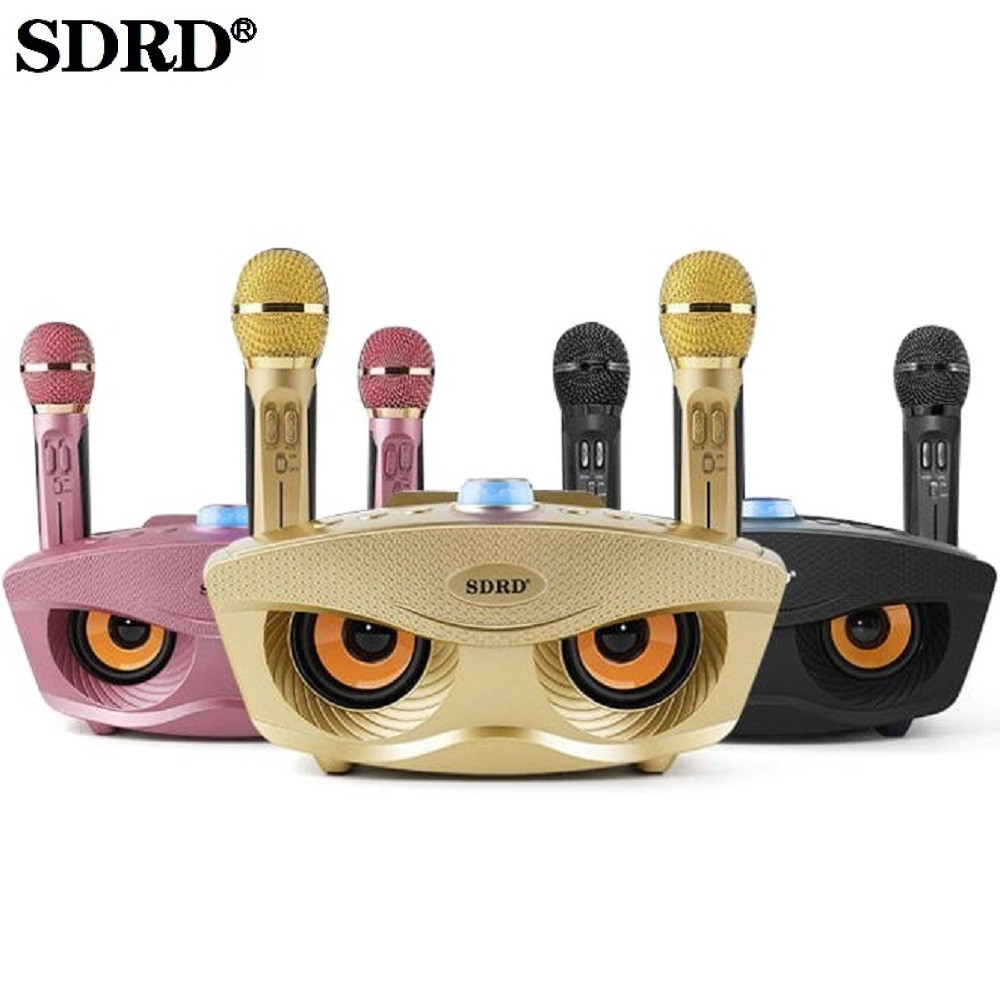 Беспроводная семейная Караоке система SDRD SD-306 с двумя микрофонами золотая - фото 2 - id-p147571775