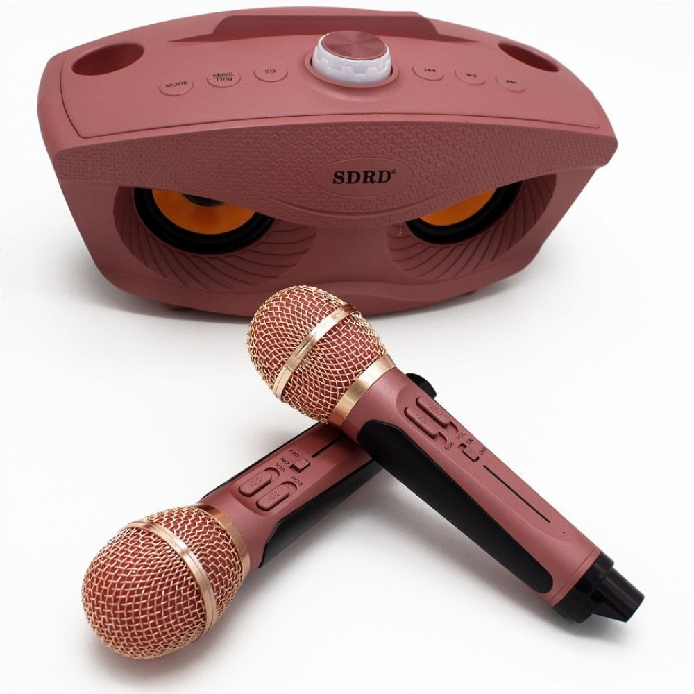 Беспроводная семейная Караоке система SDRD SD-306 с двумя микрофонами розовая - фото 6 - id-p147572001