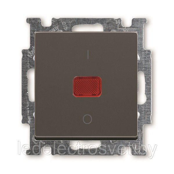 Basic 55 - Выключатель двухполюсный с подсветкой (шато-черный)