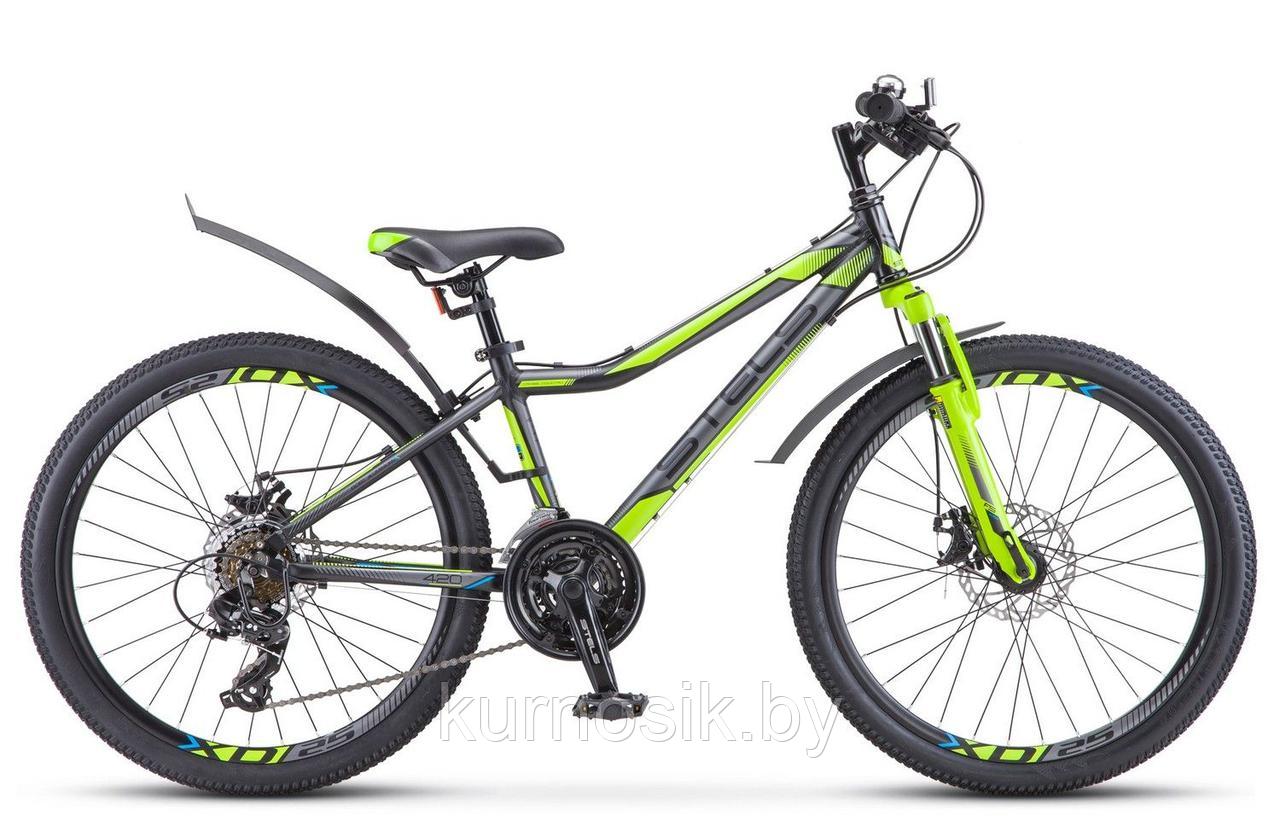 Велосипед Stels Navigator-410 MD 24" V010 (от 8 до 13 лет) черно-зеленый - фото 1 - id-p147575468