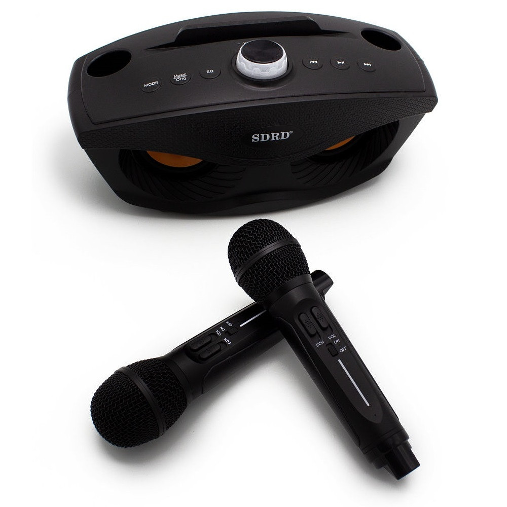 Беспроводная семейная Караоке система SDRD SD-306 с двумя микрофонами черная - фото 3 - id-p147580196