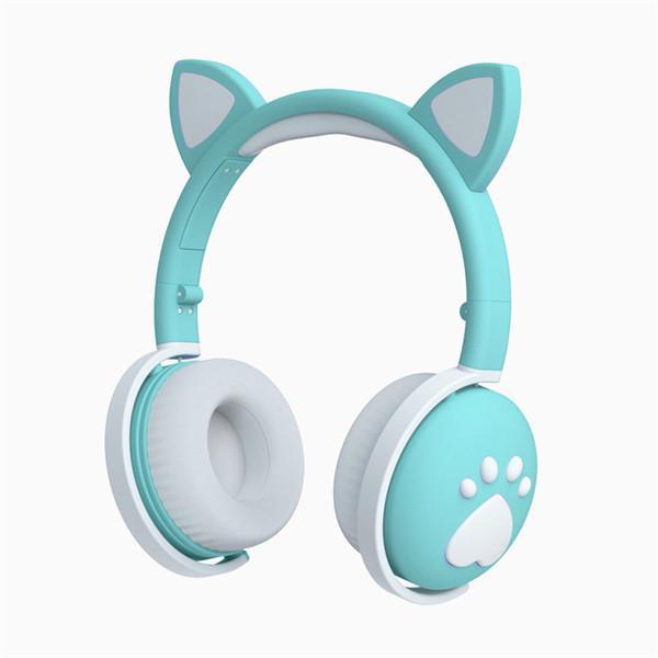 Беспроводные детские наушники Kitty BK-1 с подсветкой Бирюзовые