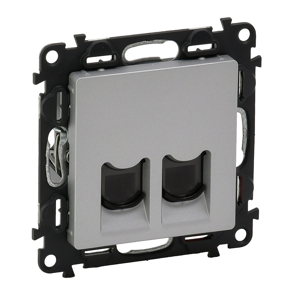 Розетка интернет двойная RJ45, кат. 5e UTP, Legrand Valena Life (алюминий)