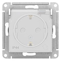 Розетка с заземлением с крышкой, IP44, цвет Белый (Schneider Electric ATLAS DESIGN)
