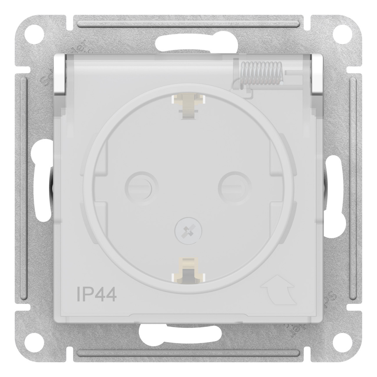 Розетка с заземлением с крышкой, IP44, цвет Белый (Schneider Electric ATLAS DESIGN) - фото 1 - id-p147593287