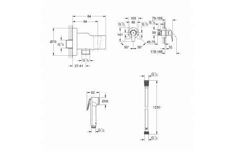 Набор для гигиенического душа Grohe BauEdge - фото 2 - id-p147598807