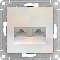 Розетка двойная RJ45+RJ45 кат.5E, цвет Жемчуг (Schneider Electric ATLAS DESIGN)