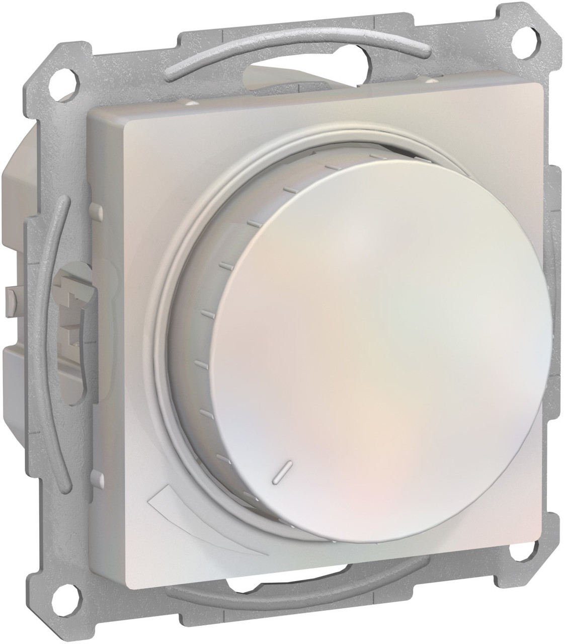 Светорегулятор поворотно-нажимной, 630Вт (10-315 Вт. LED), цвет Жемчуг (Schneider Electric ATLAS DESIGN) - фото 1 - id-p147593415