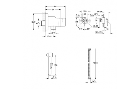 Набор для гигиенического душа Grohe BauClassic, фото 2