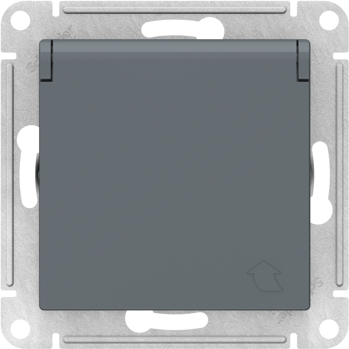Розетка с заземлением с крышкой, IP20, цвет Грифель (Schneider Electric ATLAS DESIGN) - фото 1 - id-p147593424