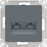 Розетка двойная RJ45+RJ45 кат.5E, цвет Грифель (Schneider Electric ATLAS DESIGN)