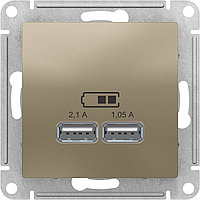 USB РОЗЕТКА, 5В /2,1А, 2 х 5В /1,05А, цвет Шампань (Schneider Electric ATLAS DESIGN)