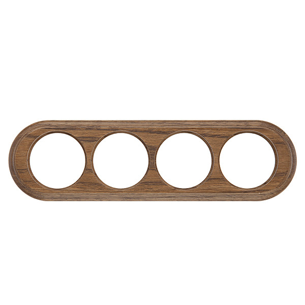 Рамка 4 поста Овал Дуб коричневый с золотой патиной