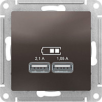 USB РОЗЕТКА, 5В /2,1А, 2 х 5В /1,05А, цвет Мокко (Schneider Electric ATLAS DESIGN)