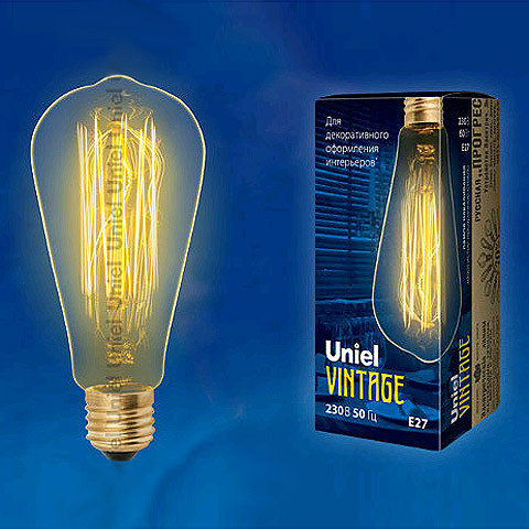 Ретро лампа Эдисона UNIEL IL-V-ST64-60/GOLDEN/E27 VW02 - фото 1 - id-p147592024