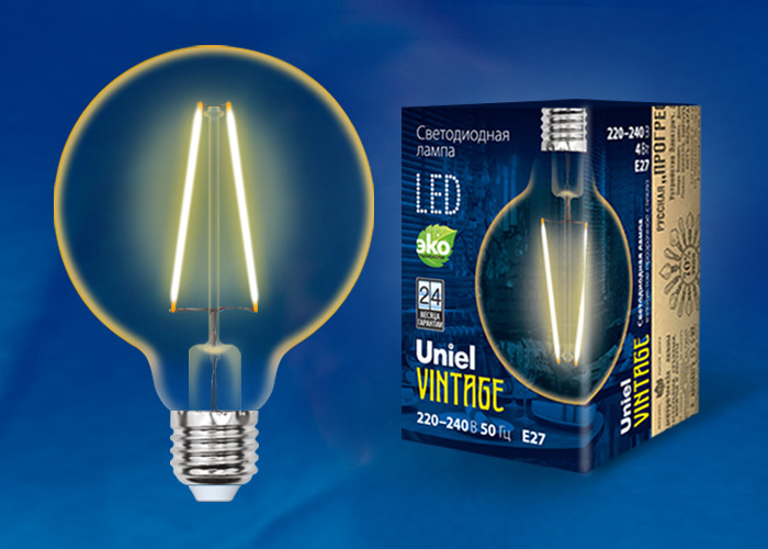 Ретро лампа Эдисона UNIEL светодиодная LED-G95-4W/GOLDEN/E27 GLV21GO