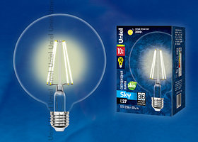 Ретро лампа Эдисона UNIEL  LED-G125-10W/WW/E27/CL PLS02WH  ПРОЗРАЧНАЯ КОЛБА