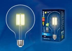 Ретро лампа Эдисона UNIEL LED-G125-15W/3000K/E27/CL PLS02WH  ПРОЗРАЧНАЯ КОЛБА