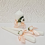 Комплект свадебных бокалов и свечей "Классика" в персиковом цвете, фото 3