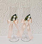 Комплект свадебных бокалов и свечей "Классика" в персиковом цвете, фото 2