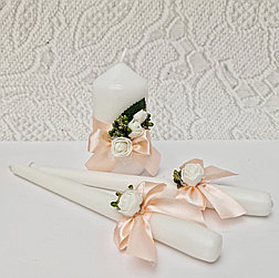 Набор свадебных свечей "Классика" для обряда "Семейный очаг" в персиковом цвете
