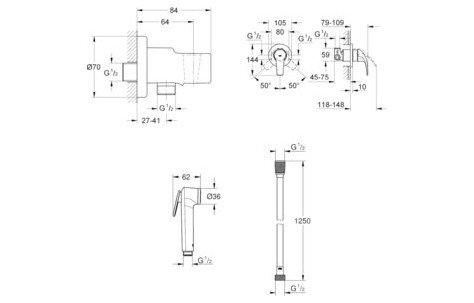 Набор для гигиенического душа Grohe BauCurve, фото 2