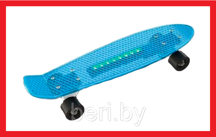 0151/1 Скейтборд, пенниборд 56 см PENNY с LED подсветкой, Долони (Doloni), синий