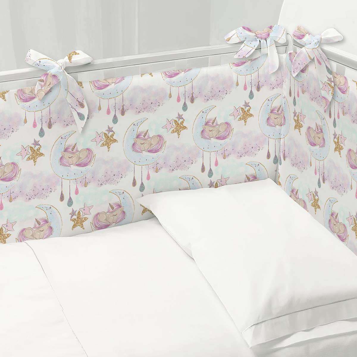 Комплект бортиков в кроватку Juno рис.13248-1 Cute unicorns