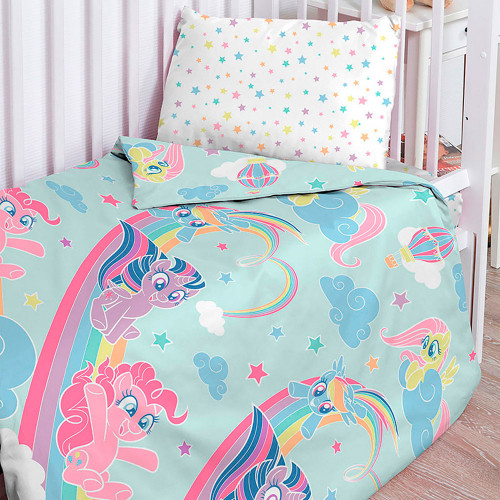Постельный комплект в детскую кроватку "My Little Pony" 16361-1/16362-1 Радужные пони