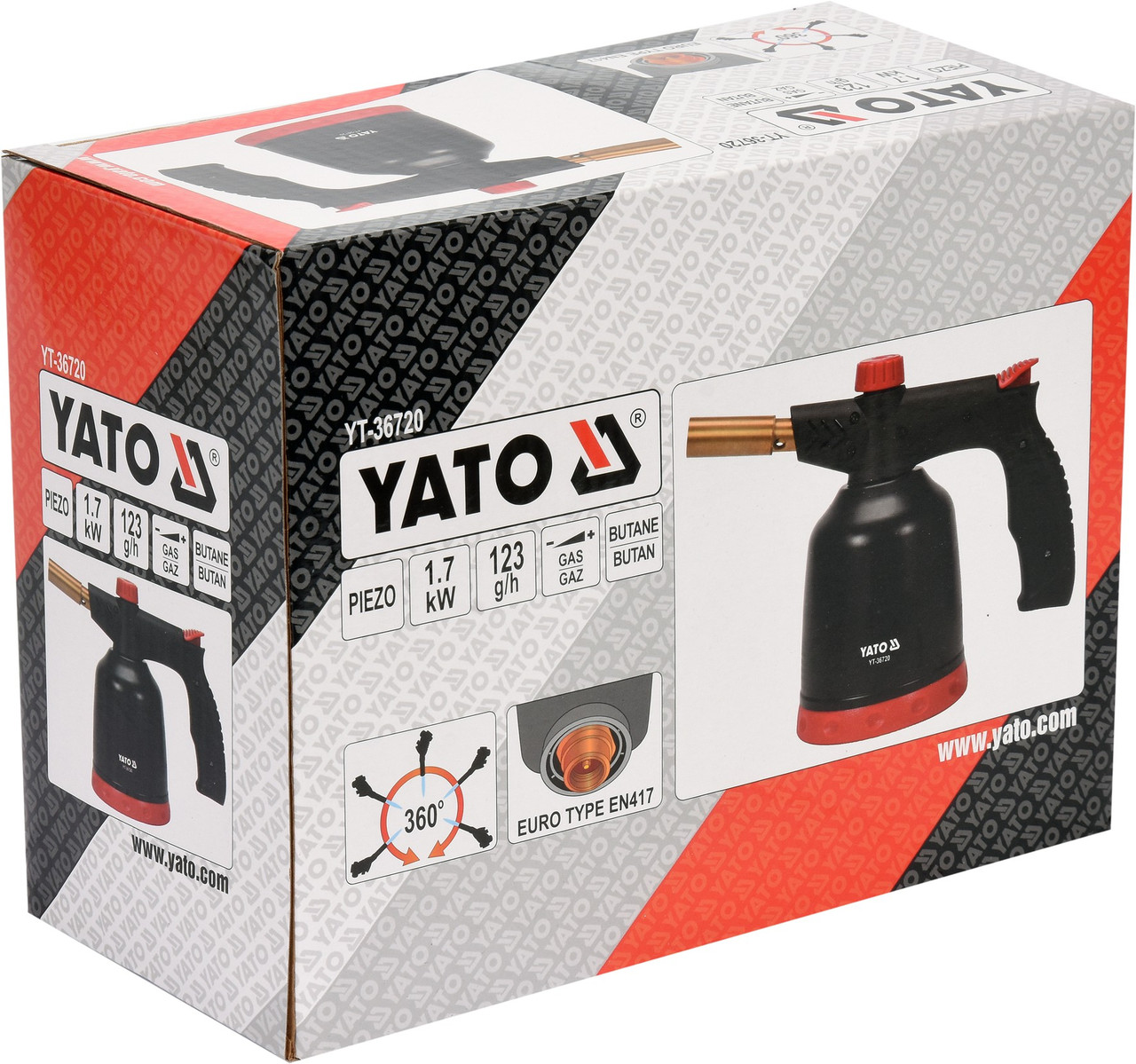 Горелка газовая на баллон с пьезоподжигом "Yato" YT-36720 - фото 3 - id-p147659326