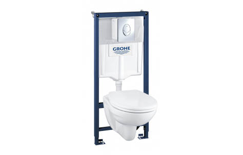 Комплект инсталляции и унитаза Grohe Solido 4 в 1 Германия (кнопка хром)