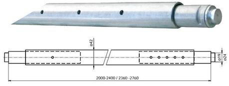 Штанга распорная круглая к такелажной рейке, 2134 - 2540 мм, Dolezych DDRRR60FFE, фото 2