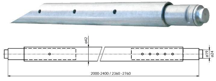 Штанга распорная круглая к такелажной рейке, 2134 - 2540 мм, Dolezych DDRRR60FFE - фото 1 - id-p147666915