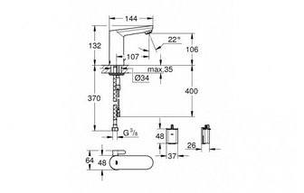 Смеситель с инфракрасным датчиком для раковины Grohe Eurosmart Cosmopolitan, фото 3