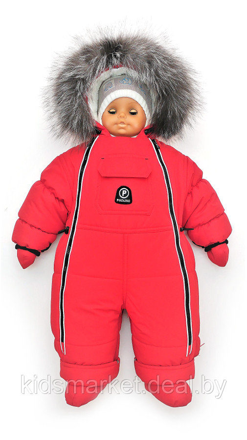Детский комбинезон-трансформер 3 в 1 с съемной меховой подкладкой Пиколино Арктика красный - фото 2 - id-p147698550