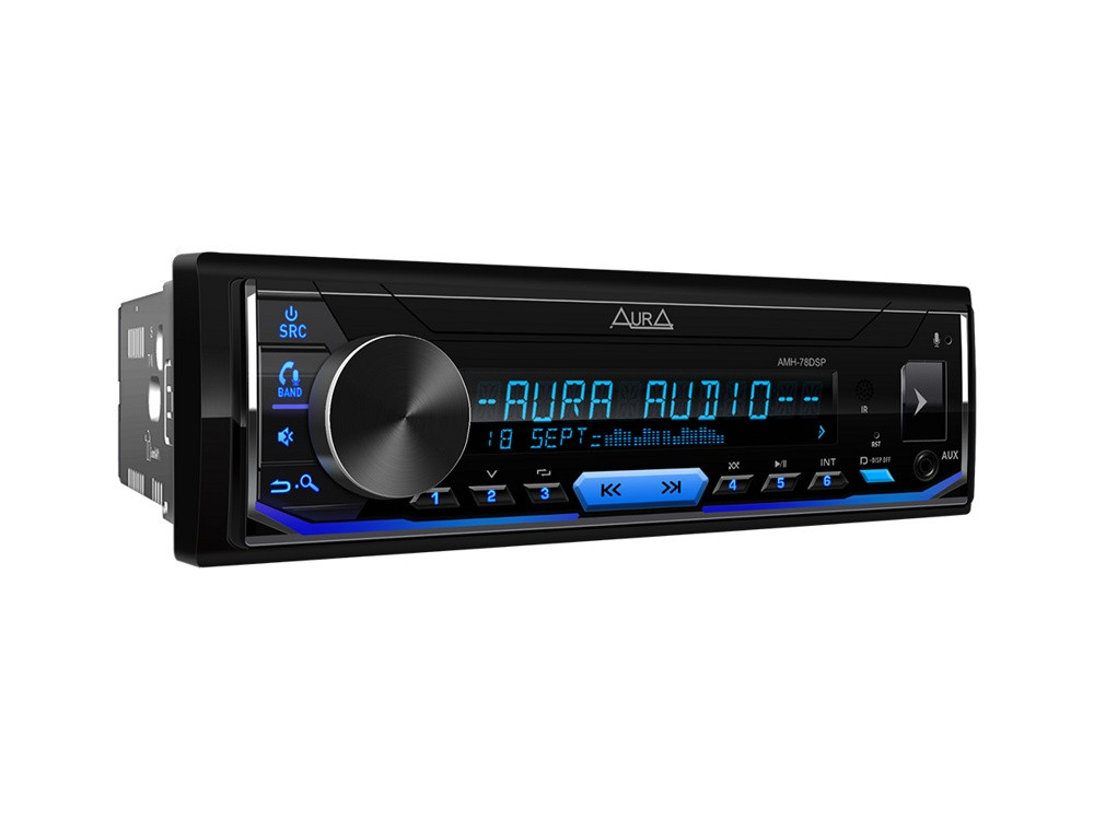 Бездисковая автомагнитола с DSP-процессором, Bluetooth, USB-портом и AUX-входом Aura AMH-78DSP (RGB подсветка)