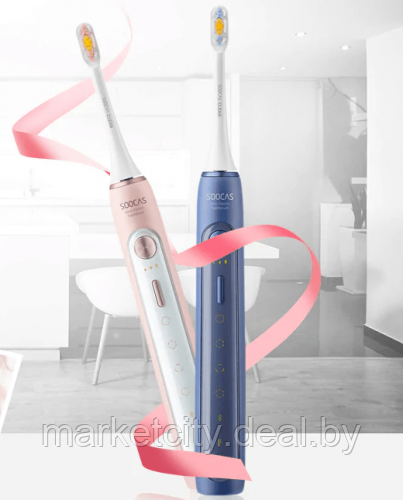 Электрическая зубная щетка Xiaomi Soocas Sonic Electric Toothbrush X5 (Global)+ 2 насадки, чехол, стакан - фото 5 - id-p147744548