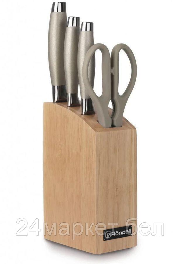 Кухоннные ножиRD-1360 Набор ножей 3 шт + ножницы + блок Stylet Rondell (BN) - фото 1 - id-p136838896
