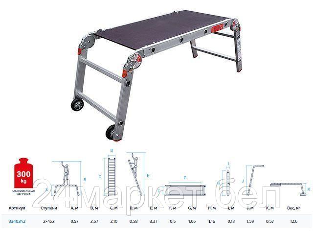 Новая Высота Россия Рабочие подмости проф. 2х4х2 NV 3340 Новая Высота (макс. нагрузка 300кг) - фото 1 - id-p143595199