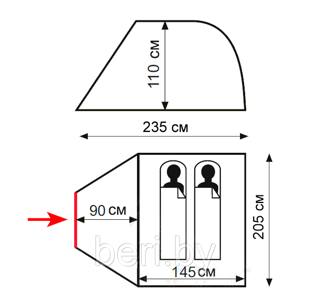 TTT-030 Палатка туристическая двухместная Totem Summer 2 Plus (V2), 2-х местная - фото 3 - id-p147774364