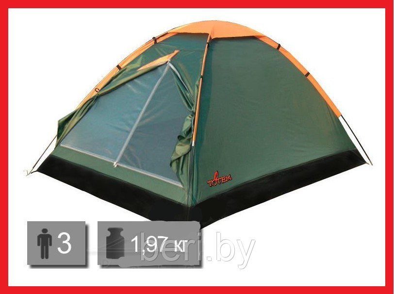 TTT-028 Палатка туристическая TOTEM Summer 3 (V2), 2000/10000 мм в.ст., 3-х местная