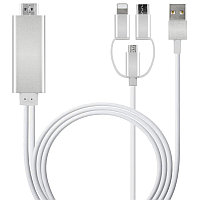 Кабель HDMI - MicroUSB - USB3.1 Type-C - Lightning для подключения смартфона к телевизору, 1,8 метра 555199